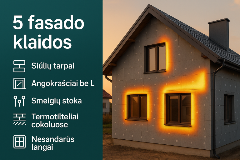 5 dažniausios fasado šilumos nuostolių klaidos (ir kaip jų išvengti)
