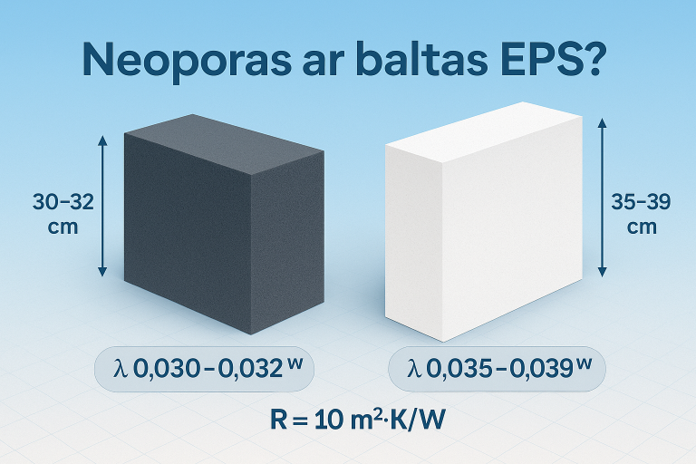 Neoporas vs. baltas EPS: kada grafitas realiai atsiperka?